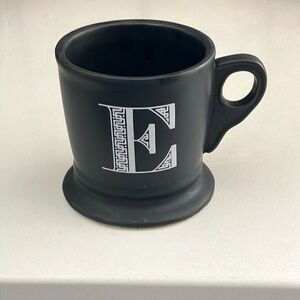 Anthropologie Monogrammed letter E Black Matte Mug / coffee beverage cup